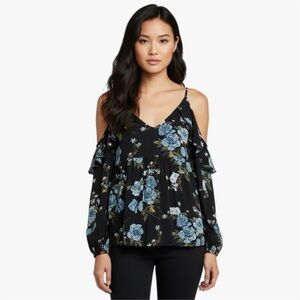 AE Floral Cold Shoulder Blouse Sz L